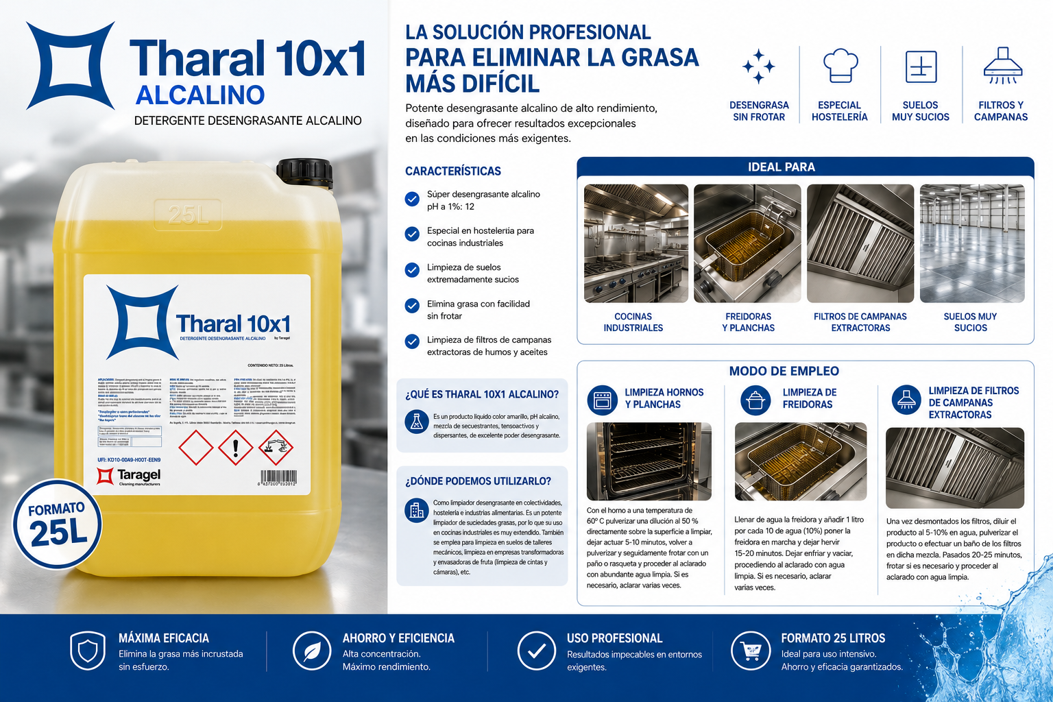 THARAL 10X1 ALCALINO Desengrasante concentrado - Imagen 3