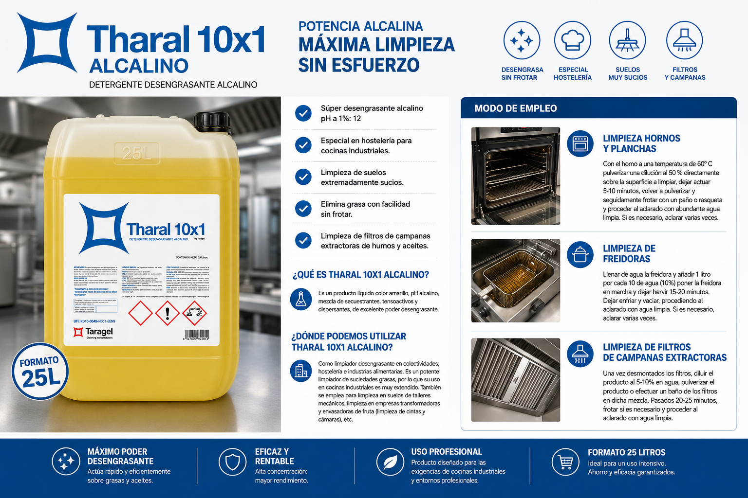 THARAL 10X1 ALCALINO Desengrasante concentrado - Imagen 2
