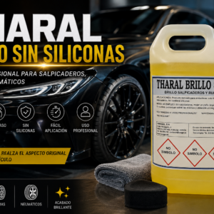 Brillo neumáticos gomas y salpicaderos THARAL “Sin siliconas”
